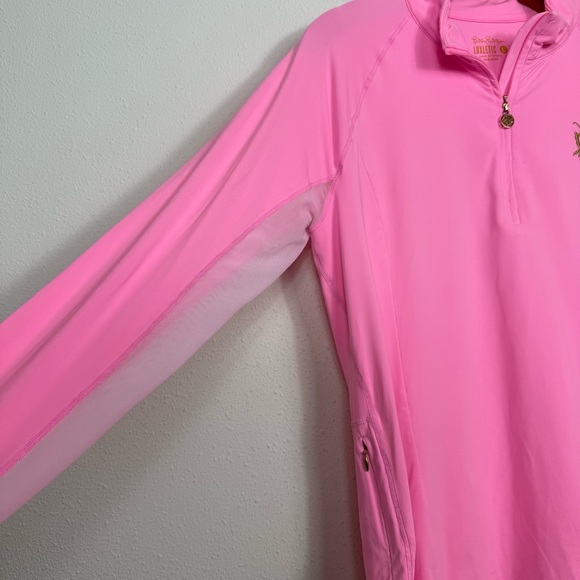 Lilly Pulitzer Pink Luxletic Marion Half-Zip Sunguard Mesh PGA Embroidery Large - Picture 3 of 8